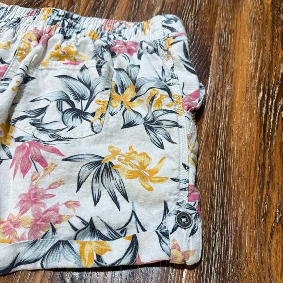 Womens M Floral Shorts Per Se Tropical Linen Pocket Drawstring - Picture 4 of 4